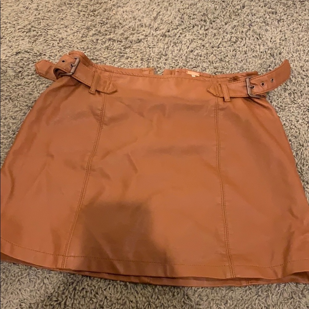 NWOT CHARLIE TAN LEATHER FREE PEOPLE SKIRT